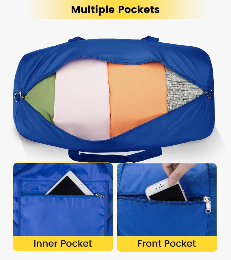 Vorspack Duffel Bag 28 Inches Foldable Lightweight Gym Bag with Inner Pocket for Travel Sports - Blue - Image 4